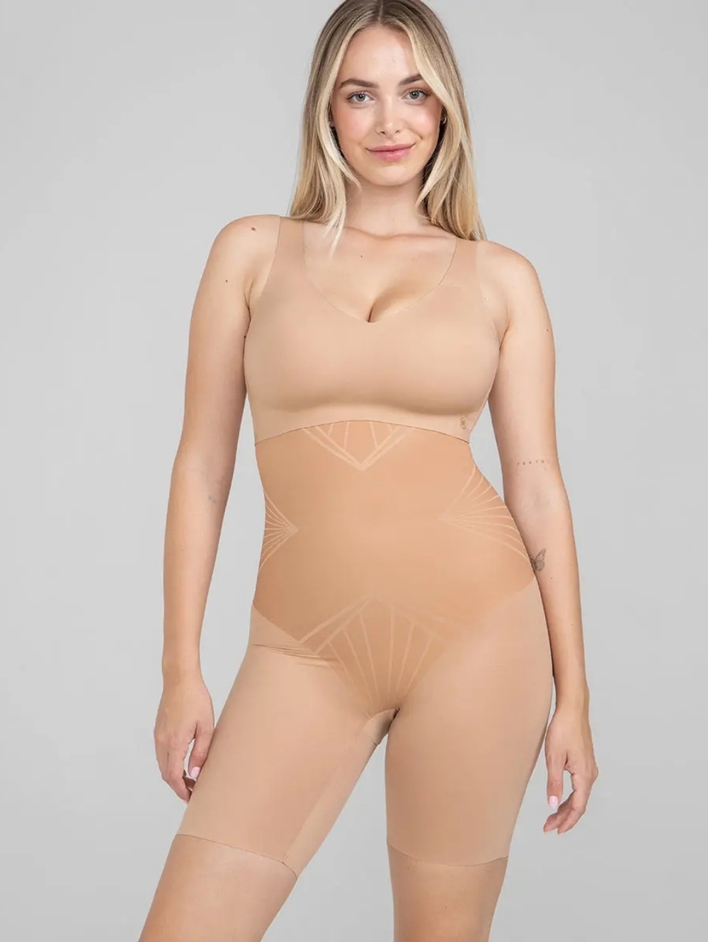 NWT Honeylove High-Waist Shaping Shorts Size Large Shapewear Sand